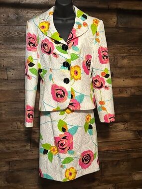 Vintage Designs by Seymour multicolored floral skirt suit